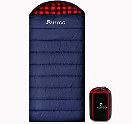 Photo 1 of ALLYGO 0 Degree Sleeping Bag Cotton Flannel Sleeping Bags for Adults Cold Weather Camping Winter Zero Degree Warm Weather Big and Tall Left Zip