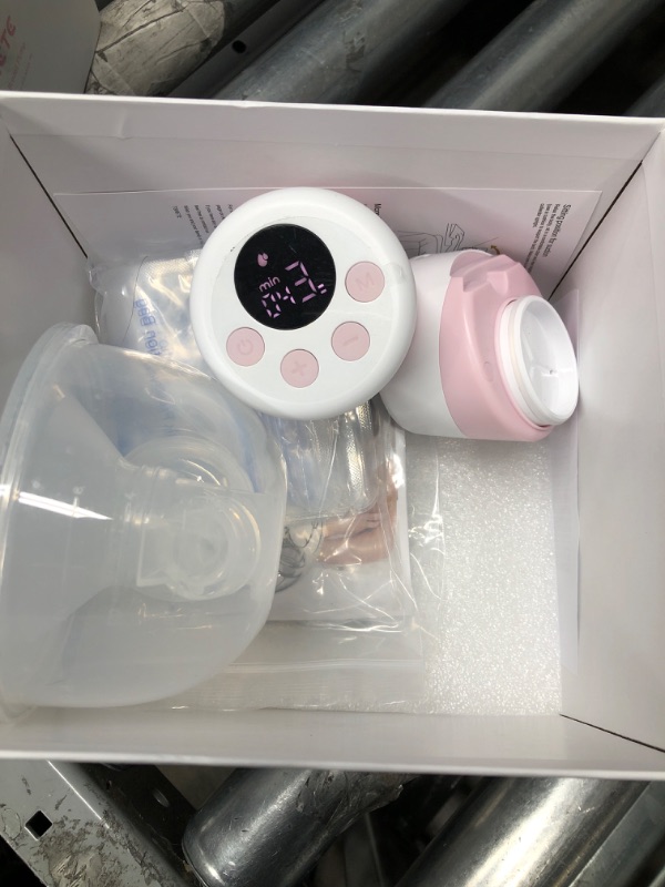 Photo 2 of Befano Hands Free Breast Pump with 24mm and 27mm Flanges, S12 Electric Wearable Breast Pump with 2 Modes and 9 Levels for Breastfeeding, Silent Wireless Portable Single Breastpump - Pink
