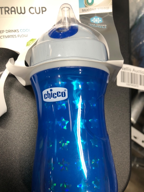 Photo 2 of Chicco Insulated Flip-Top Straw Spill Free Baby Sippy Cup, 12 Months+, Blue/Teal, 9 Ounce 