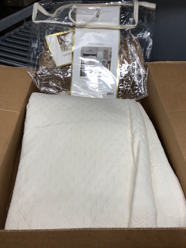 Photo 2 of **PILLOW CASES MISSING**
Historic Charleston Bedspreads Coverlet - King Charles Collection 120" x 114" Size 100% Cotton Oversized Matelasse Bed Spread, King/Cal King, Ivory and King Charles Matelasse 20-Inch, Ivory