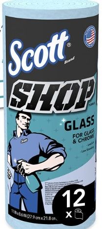 Photo 1 of (1 ROLL)Scott Shop Towel, Glass, 1-Ply, 8.6" x 11", Blue, 90 Sheets per Roll 