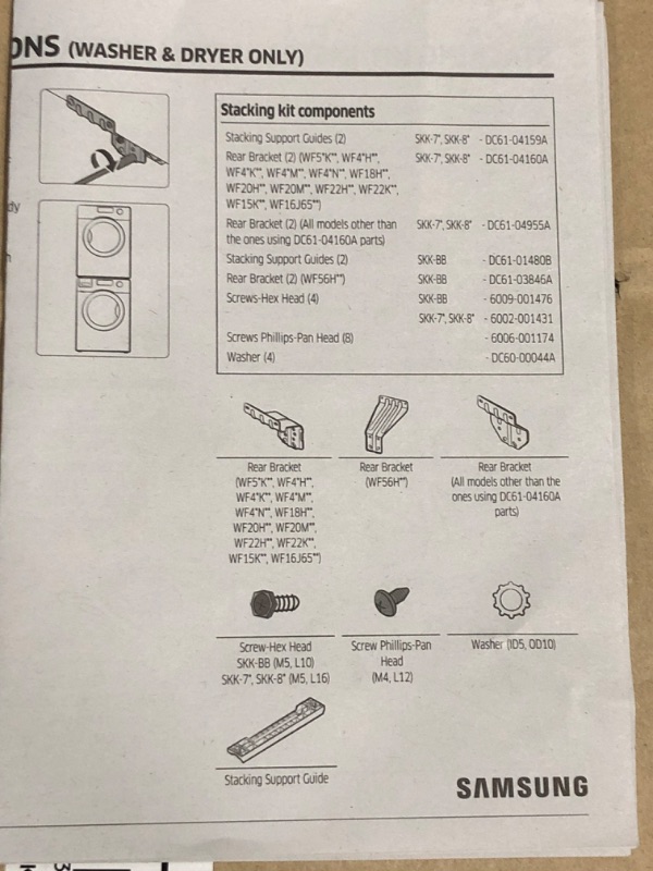 Photo 3 of *****missing hardware*****
Stacking Kit for Samsung 27" Front-Load Washers and Dryers