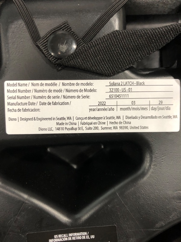 Photo 3 of Diono Solana 2 XL 2022, Dual Latch Connectors, Lightweight Backless Belt-Positioning Booster Car Seat, 8 Years 1 Booster Seat, Black
