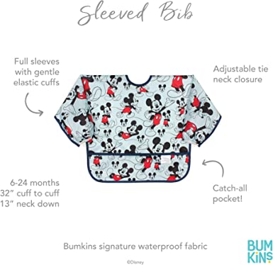 Photo 3 of Baby Bundle: 
Visit the Bumkins Store
Bumkins Sleeved Bib Baby Bib, Toddler Bib, Smock, Waterproof Fabric, Fits Ages 6-24 Months and KeaBabies Organic Bamboo Nursing Breast Pads and Reusable Nursing Pads for Breastfeeding Bundle - Breastfeeding Nipple Pad