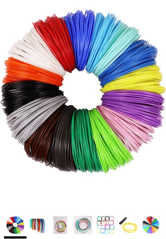 Photo 1 of 3D Pen PLA Filament Refills 1.75mm, 16 Colors, 10 Foot per Color, Total 160 Foot