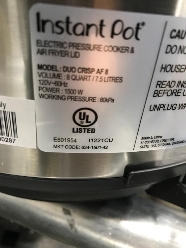 Photo 1 of *** DENT *** Instant Pot 8 qt 11-in-1 Air Fryer Duo Crisp + Electric Pressure Cooker