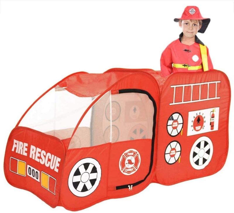 Photo 1 of Ankecity Fire Truck Pop-up Play Tent for Toddlers, Boys & Girls Indoor Outdoor Pretend Playhouse Gifts for Kids
