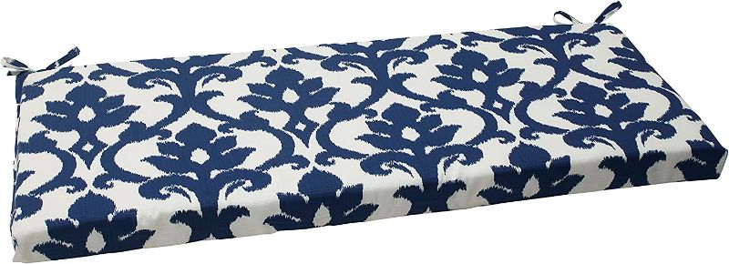 Photo 1 of Pillow Perfect Outdoor/Indoor Basalto Navy Bench/Swing Cushion, 1 Count (Pack of 1), Blue
