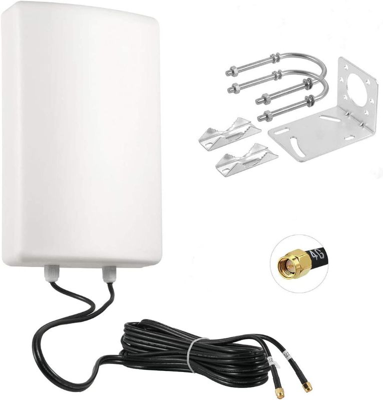 Photo 1 of 11dBi High Gain 3G 4G/LTE 5G Modems Waterproof Fixed-Mount Panel Dual Polarized MIMO Antenna with Dual 5 Meter Cable SMA Male Connector for Verizon AT&T T-Mobile Sprint Cellular 4G LTE Router, Eifagur
