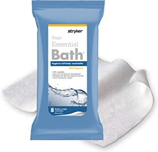 Photo 1 of Stryker - Sage Essential Bath Cleansing Washcloths - 21 Packages- Fresh Scent, No-Rinse Bathing Wipes, Ultra-Soft and Medium Weight Cloth, Hypoallergenic ( 21  count)