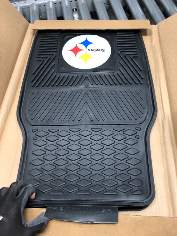 Photo 2 of FANMATS 8752 Pittsburgh Steelers 2-Piece Heavy Duty Vinyl Car Mat Set, Front Row Floor Mats, All Weather Protection, Universal Fit, Deep Resevoir Design