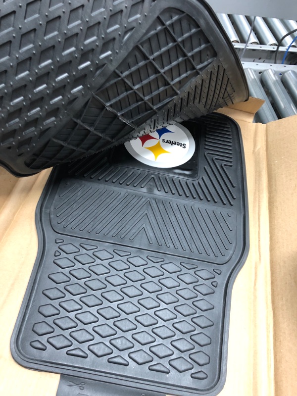 Photo 3 of FANMATS 8752 Pittsburgh Steelers 2-Piece Heavy Duty Vinyl Car Mat Set, Front Row Floor Mats, All Weather Protection, Universal Fit, Deep Resevoir Design