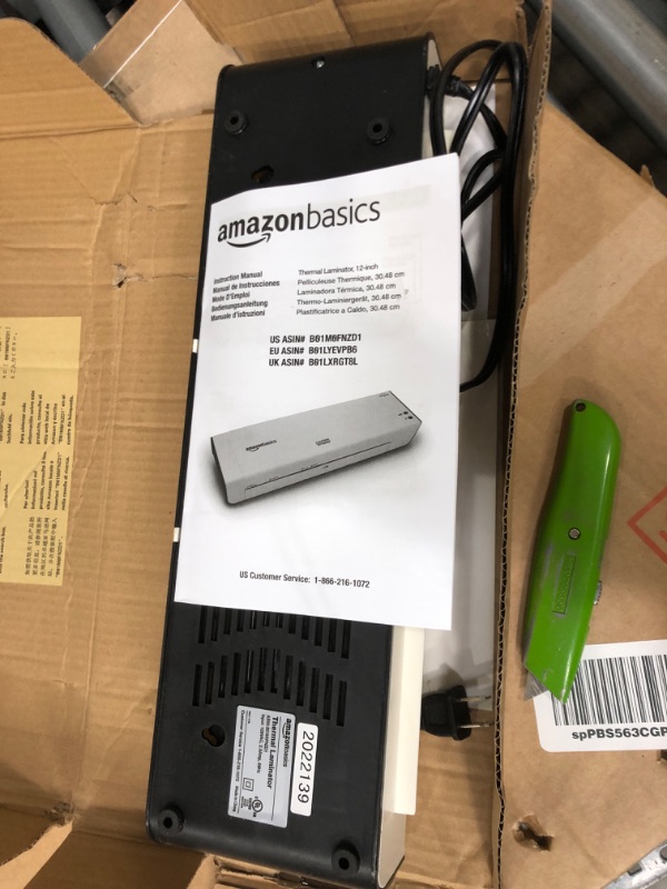 Photo 1 of Amazon Basics 12-Inch Thermal Laminator Machine 12-Inch Laminator