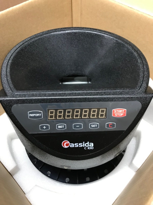 Photo 3 of Cassida C100 Electronic Coin Sorter/Counter, Countable Coins 1¢, 5¢, 10¢, 25¢, 250 Coins/min, 110 VAC & 6600 UV/MG – USA Business Grade Money Counter with UV/MG/IR Counterfeit Detection Coin Sorter + Money Counter 6600 UV/MG