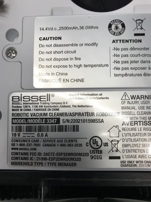 Photo 7 of ***FACTORY SEALED, TESTED POWERS ON*** Bissell SpinWave Pet Robot, 2-in-1 Wet Mop and Dry Robot Vacuum, WiFi Connected with Structured Navigation, 3347