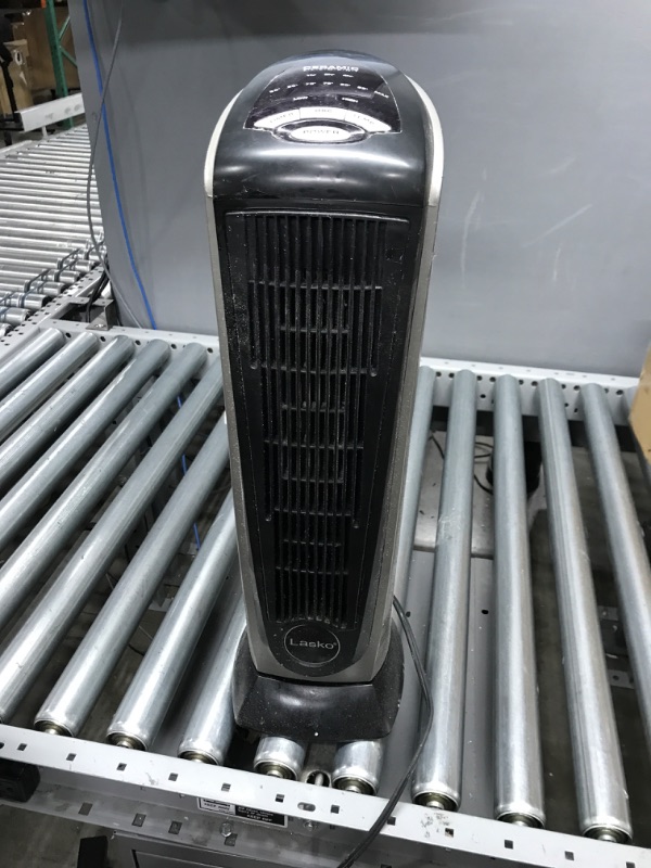 Photo 2 of ***NOT WORKING PARTS ONLY*** Lasko Oscillating Ceramic Tower Space Heater for Home with Adjustable Thermostat, Timer and Remote Control, 22.5 Inches, Grey/Black, 1500W, 751320