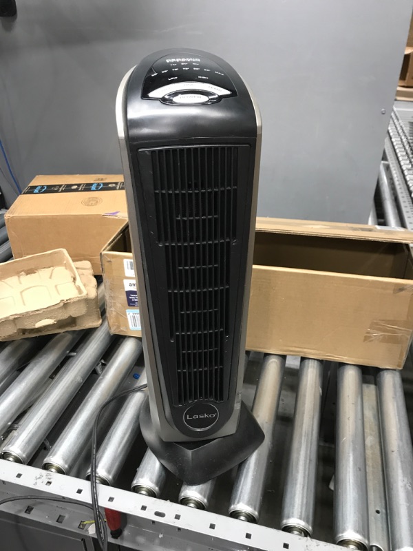 Photo 3 of ***TESTED WORKING*** Lasko Oscillating Ceramic Tower Space Heater for Home with Adjustable Thermostat, Timer and Remote Control, 22.5 Inches, Grey/Black, 1500W, 751320