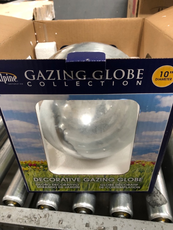 Photo 3 of Alpine Corporation GLB292SL Gazing Globe, 10" L x 10" W x 12" H, Silver 10"L x 10"W x 12"H Silver