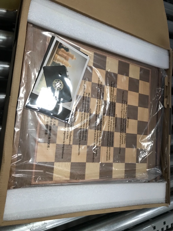 Photo 4 of A&A 16 inch Deluxe 3 in 1 Wooden Backgammon Set-Chess Set with Checkers/ 3.0 inch King Height Staunton Chess Pieces / Walnut Box W/Cherry Wood & Maple Inlay / 2 Extra Queen /Classic Board Games 3 in 1 CHESS /CHECKERS / BACKGAMMON