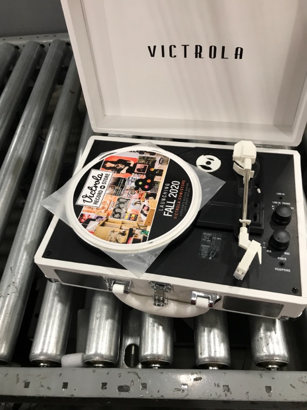 Photo 3 of Victrola VSC-400SB-CNV Bluetooth Suitcase Turntable Canvas - Stickers (White) Canvas Record Player