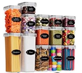 Photo 1 of Airtight Food Storage Containers with Lids for Kitchen Organization 14 PC - Plastic Kitchen Storage Containers for Pantry Organization and Storage - Cereal, Rice, Pasta, Flour and Sugar Containers Large - 14 Pack