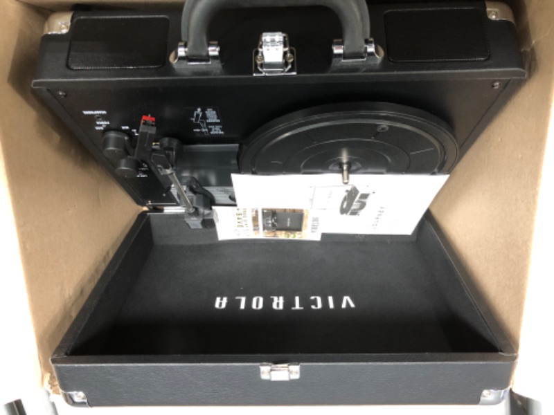 Photo 5 of Victrola Journey+ Bluetooth Suitcase Record Player with Matching Record Stand Black Record Player & Case