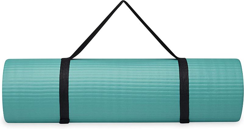 Photo 1 of  Thick Yoga Mat Fitness & Exercise Mat with Easy-Cinch Yoga Mat Carrier Strap, 72"L x 24"W x 2/5 Inch Thick
