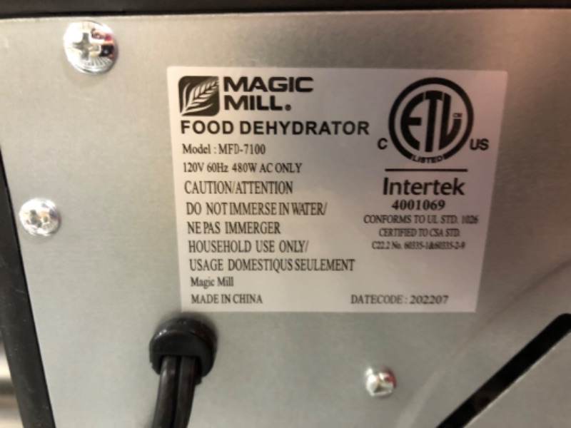 Photo 7 of *USED*Magic Mill Food Dehydrator Machine - Easy Setup, Digital Adjustable Timer, Temperature Control | Keep Warm Function | Dryer for Jerky, Herb, Meat, Beef, Fruit and To Dry Vegetables | Over Heat Protection | 7 Stainless Steel trays 7 Trays Stainless S