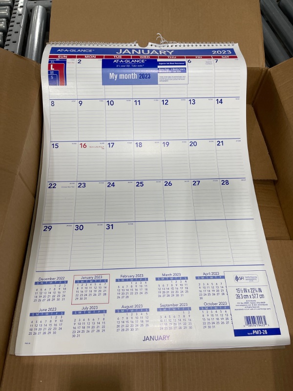 Photo 2 of AT-A-GLANCE 2023 Wall Calendar, 15-1/2" x 22-3/4", Large, Spiral Bound, Monthly (PM328)
