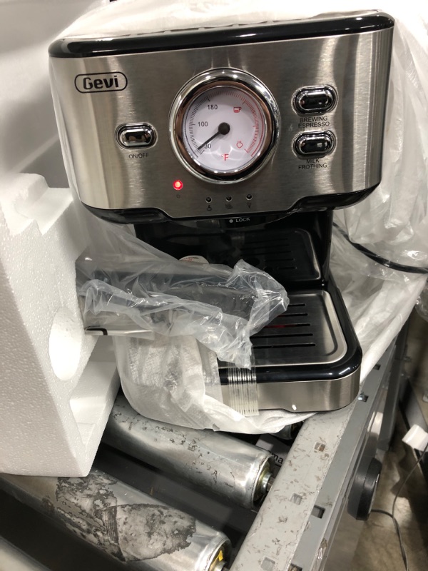 Photo 3 of ***TESTED**POWERED ON**Gevi Espresso Machine with steamer 15 Bar Pump Pressure, Cappuccino Coffee Maker with Milk Foaming Steam Wand for Latte, Mocha, Cappuccino, 1.5L Water Tank, 1100W, Black1