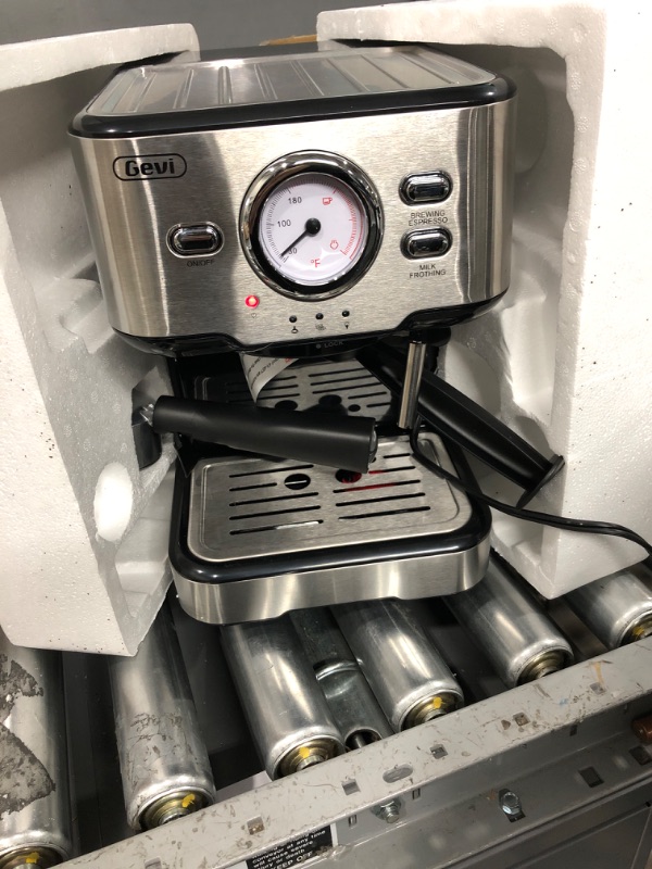 Photo 3 of ***TESTED**POWERED ON**Gevi Espresso Machine 15 Bar Pump Pressure, Expresso Coffee Machine With Milk Frother Steam Wand, Espresso and Cappuccino Maker, 1.5L Water Tank, For Home Barista, 1100W, Black