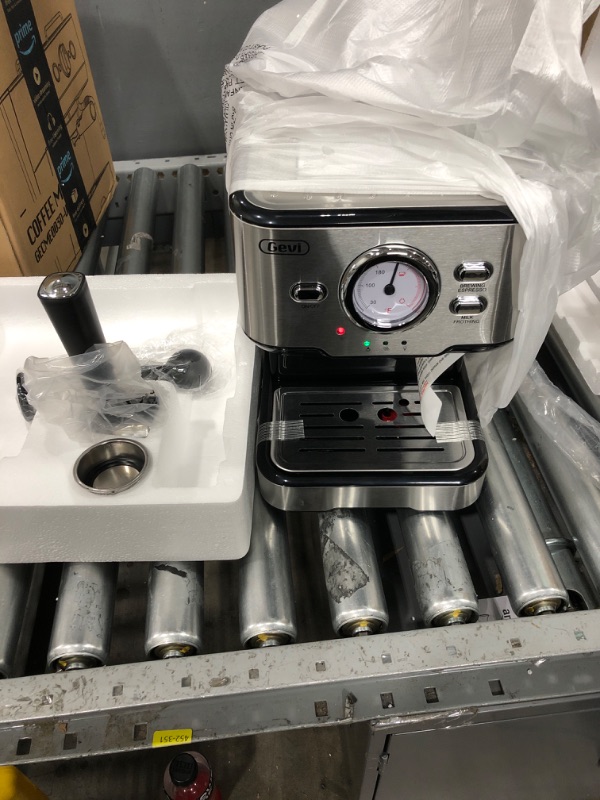 Photo 2 of ***TESTED**POWERED ON**Gevi Espresso Machine 15 Bar Pump Pressure, Cappuccino Coffee Maker with Milk Foaming Steam Wand for Latte, Mocha, Cappuccino, 1.5L Water Tank Silver-6 Espresso Machine