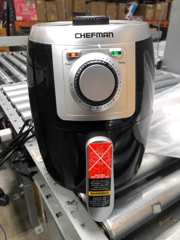 Photo 1 of CHEFMAN Small, Compact Air Fryer Healthy Cooking, 2 Qt, Nonstick, User Friendly and Adjustable Temperature Control w/ 60 Minute Timer & Auto Shutoff, Dishwasher Safe Basket, BPA - Free, Black Black - 2 Quart