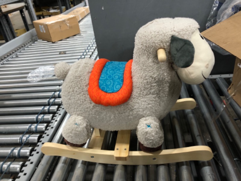 Photo 2 of B. Toys – Loopsy Wooden Rocking Sheep – Rodeo Rocker – Plush Ride On Sheep Rocking Horse for Toddlers & Babies 18M+, Multicolor Loopsy the Sheep!