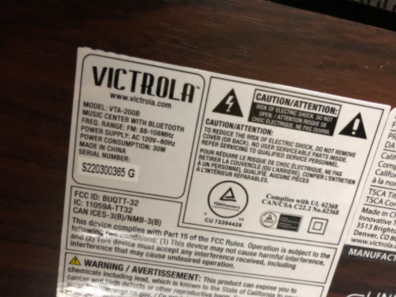Photo 2 of DOES NOT FUNCTION, Victrola Nostalgic 6-in-1 Bluetooth Record Player & Multimedia Center with Built-in Speakers - 3-Speed Turntable, CD & Cassette Player, AM/FM Radio | Wireless Music Streaming | Espresso Espresso Entertainment Center
**DOES NOT POWER ON*