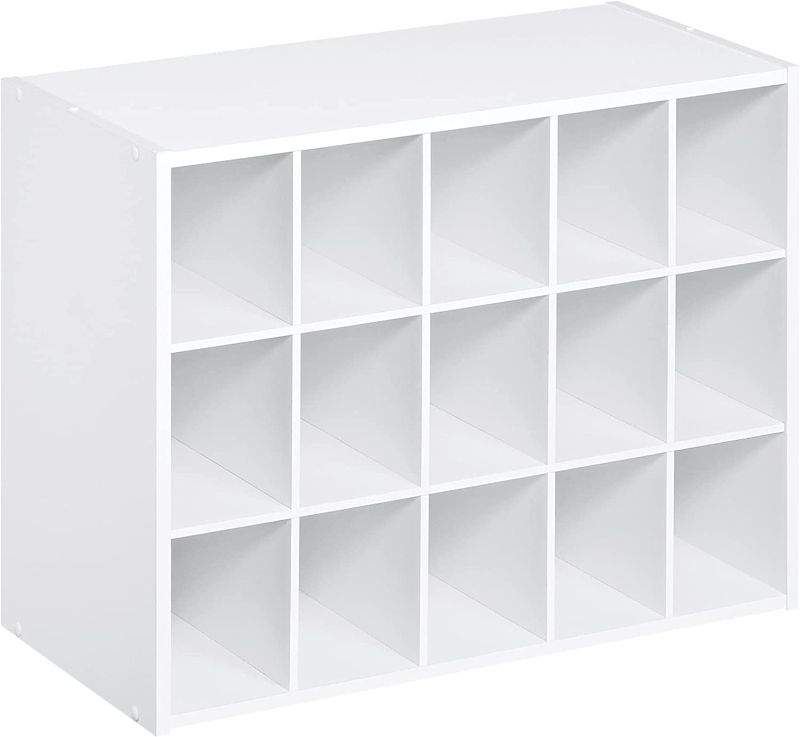 Photo 1 of ClosetMaid 15 Cube Stackable Storage Organizer for Shoes Bags, Crafts, Hobbies with Wood Shelves, for Closet, Entryway or Mudroom, White
