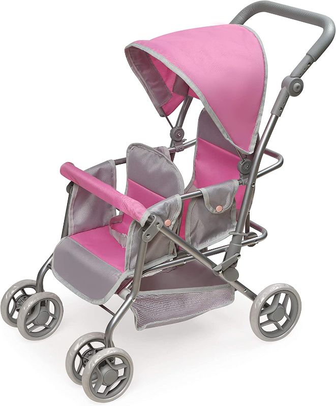 Photo 1 of Badger Basket Cruise Folding Inline Double Doll Stroller - Gray/Pink -
