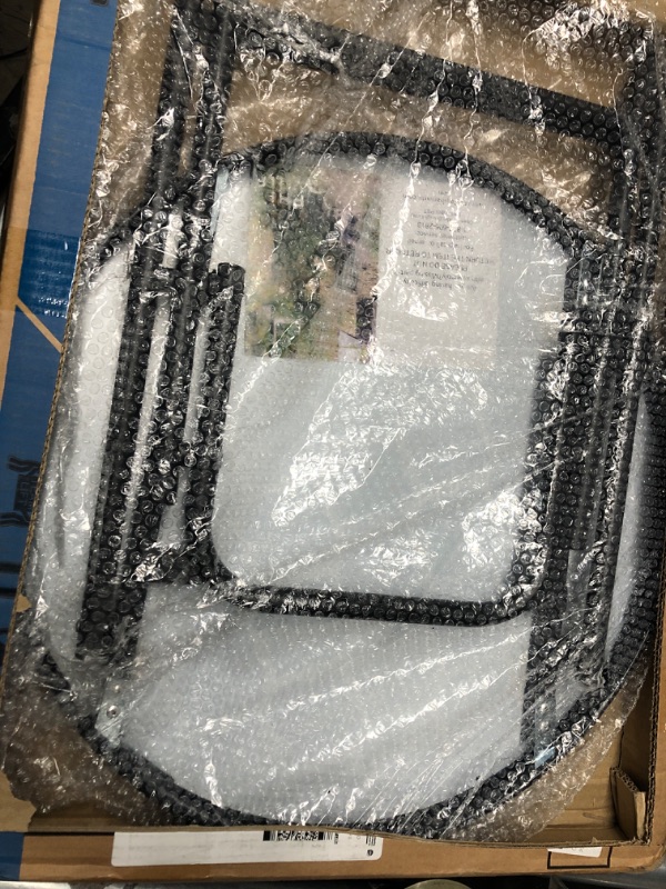 Photo 1 of Captiva Designs Outdoor Side Tables-Foldable Patio Side Table with Tempered Glass Table Top and High-Strength Thickened Iron Pipe Bracket for Living Room,Sofa,Bedroom and Garden,1 Pack,Black and White
