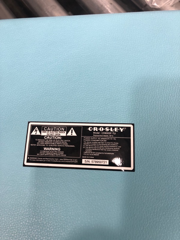 Photo 2 of Crosley CR8005F-TU Cruiser Plus Vintage 3-Speed Bluetooth in/Out Suitcase Vinyl Record Player Turntable, Turquoise/White Bluetooth In/Out Turquoise/White