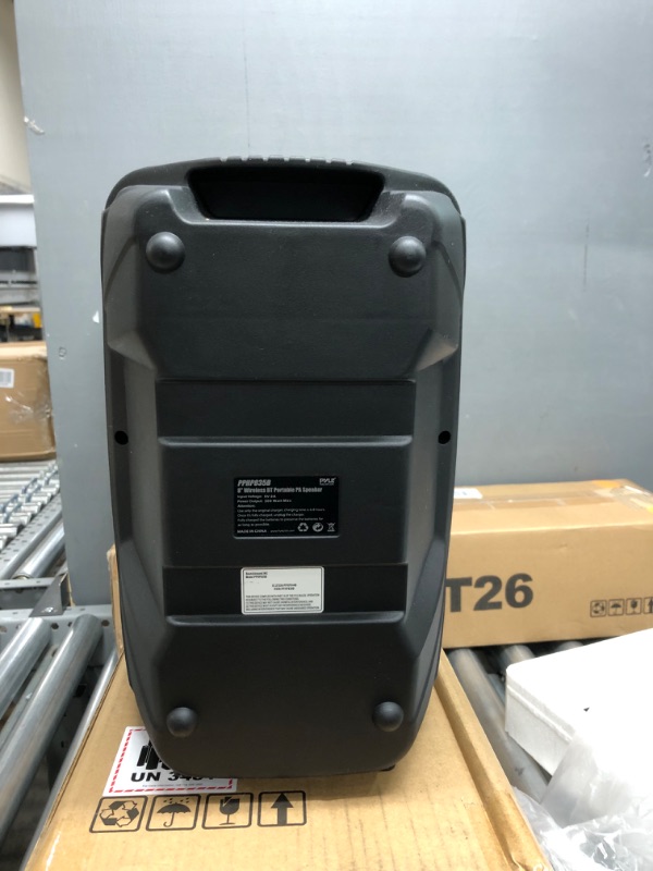 Photo 2 of Portable Bluetooth PA Speaker System - 300W Rechargeable Outdoor Bluetooth Speaker Portable PA System w/ 8” Subwoofer 1” Tweeter, Microphone In, Party Lights, MP3/USB, Radio, Remote - Pyle PPHP835B