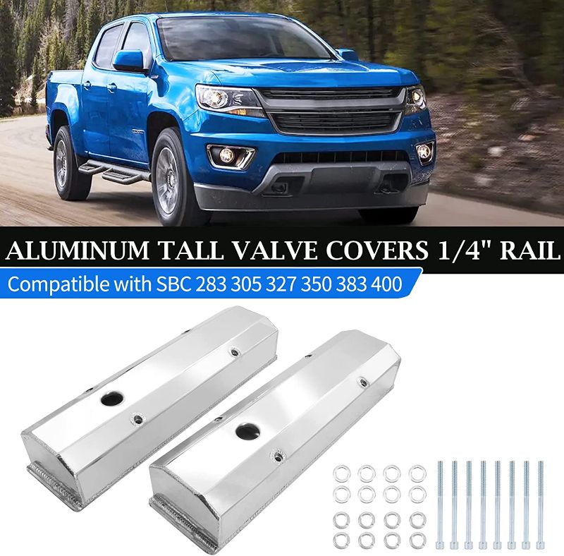 Photo 1 of 
Tektall Clear Anodized Fabricated Aluminum Tall Valve Covers 1/4" Rail Compatible with SBC Che-vy 283 305 327 350 383 400