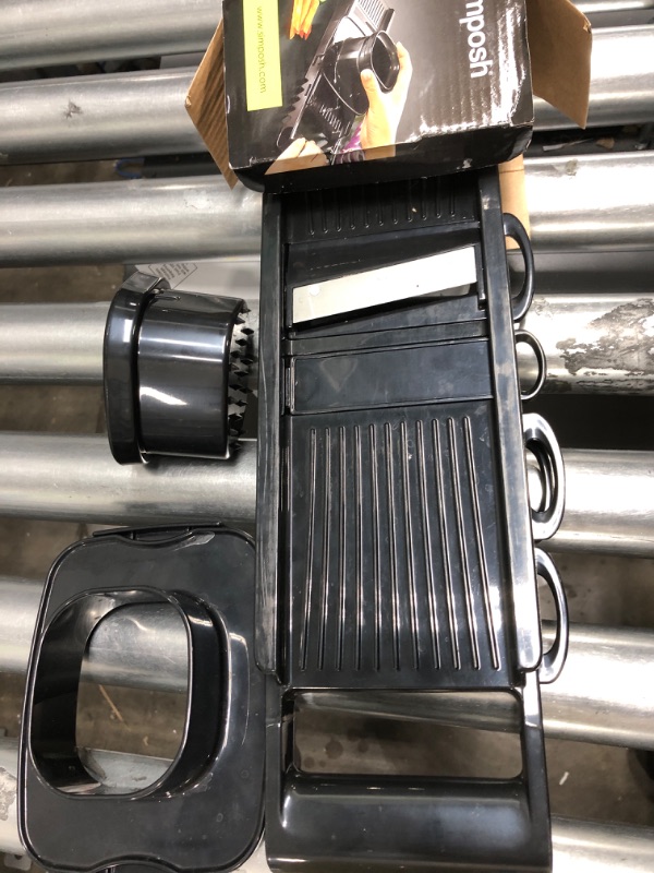 Photo 2 of Simposh Multi Grater Kitchen Mandoline | Multi Functional Fruit & Vegetable Slicer with 5 Adjustable Stainless Steel Blades Crinkle Waffle Cutter Julienne Slicer with Safety Holder Rail Guide