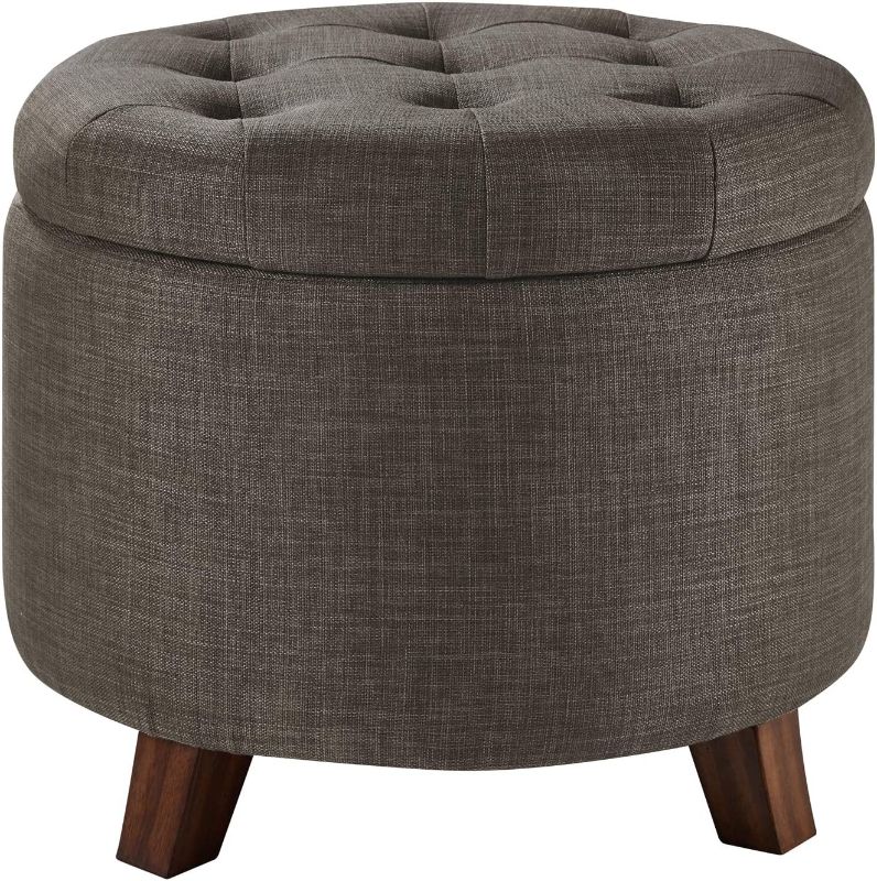 Photo 1 of Amazon Basics Upholstered Tufted Storage Ottoman Footstool, 17"H, Dark Gray 
