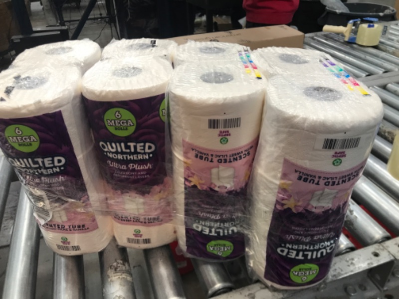 Photo 2 of 4 PACKS: Quilted Northern Ultra Plush® Toilet Paper with Sweet Lilac & Vanilla Scented Tube, 6 Mega Rolls, 3-Ply Bath Tissue
