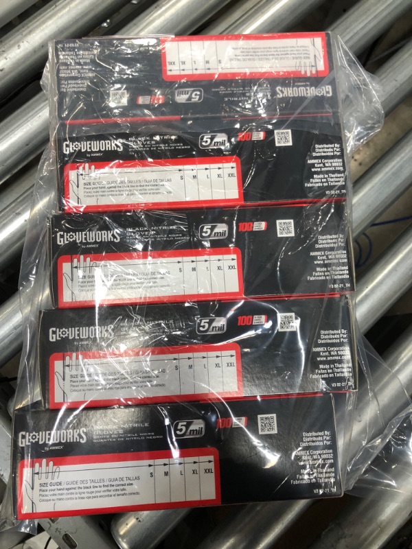 Photo 3 of 5 boxes of GLOVEWORKS Industrial Black Nitrile Gloves Large (Pack of 100)each box of Gloves