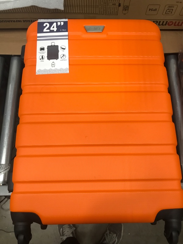 Photo 2 of Coolife Luggage Suitcase PC+ABS with TSA Lock Spinner Carry on Hardshell Lightweight (orange, M(24IN))
