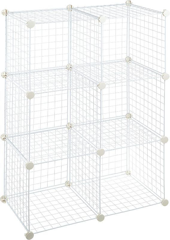 Photo 1 of Amazon Basics 6-Cube Wire Grid Storage Shelves, 14" x 14" Stackable Cubes, White