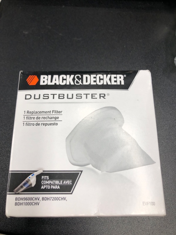 Photo 2 of BLACK+DECKER Hand Vacuum Filter for Model BHD9600CHV/BDH7200CHV Vacs (EVF100) , White