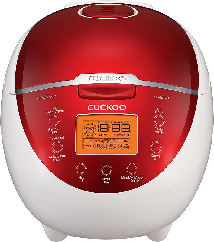 Photo 1 of CUCKOO CR-0655F | 6-Cup (Uncooked) Micom Rice Cooker | 12 Menu Options: White Rice, Brown Rice & More, Nonstick Inner Pot, Designed in Korea | Red/White
