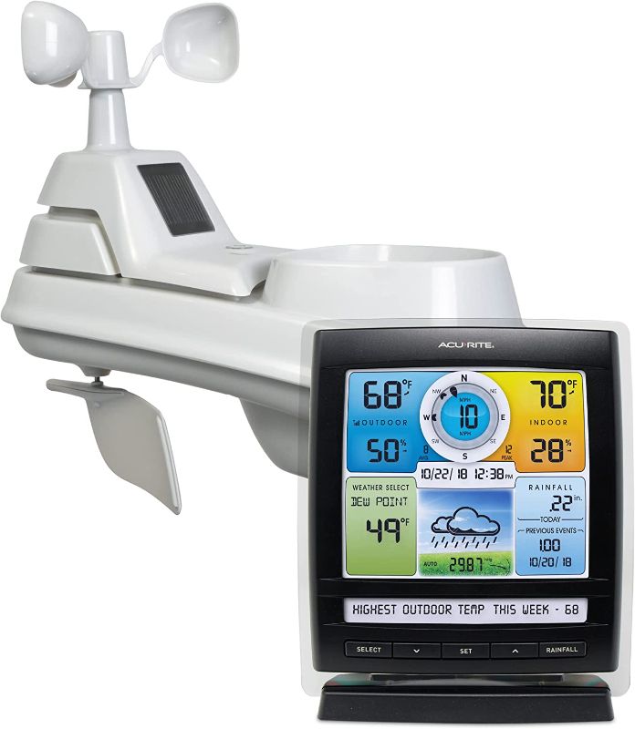 Photo 1 of AcuRite Iris (5-in-1) Indoor/Outdoor Wireless Weather Station for Indoor and Outdoor Temperature and Humidity, Wind Speed and Direction, and Rainfall 